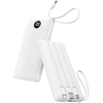 VEEKTOMX Portable Charger with Built-in Cables -20000mAh white