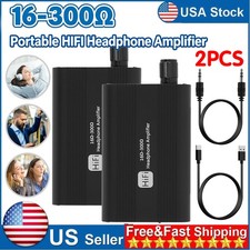 2Pcs Portable HIFI Headphone Amplifier,16-300 3.5mm Earphone AMP with USB Cable