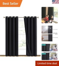 Elegant Full Blackout Thermal Curtains 84" Long, Set of 2 Panels, Soundproof ...