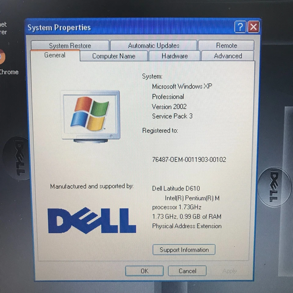 Notebook para jogos retrô Dell Latitude D610 Pentium 1.73GHz 1GB RAM (Windows XP Pro) - Imagem 2 de 4