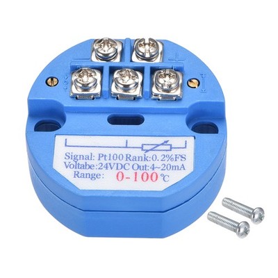 PT100 Temperature Sensor 24V DC Transmitter 4-20mA 0°C 100°C