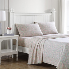 Laura Ashley   Full Size Sheet Set, Crisp  Lightweight Cotton Percale Bedding w