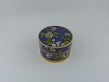 Kleine Vintage Cloisonne Dose / Deckeldose Emaille Blumen China (Ø ca. 5,5 cm)