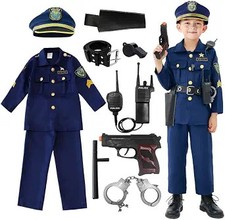 Police Costume for Kids, Police Officer Costume Uniform Set with Accessories for