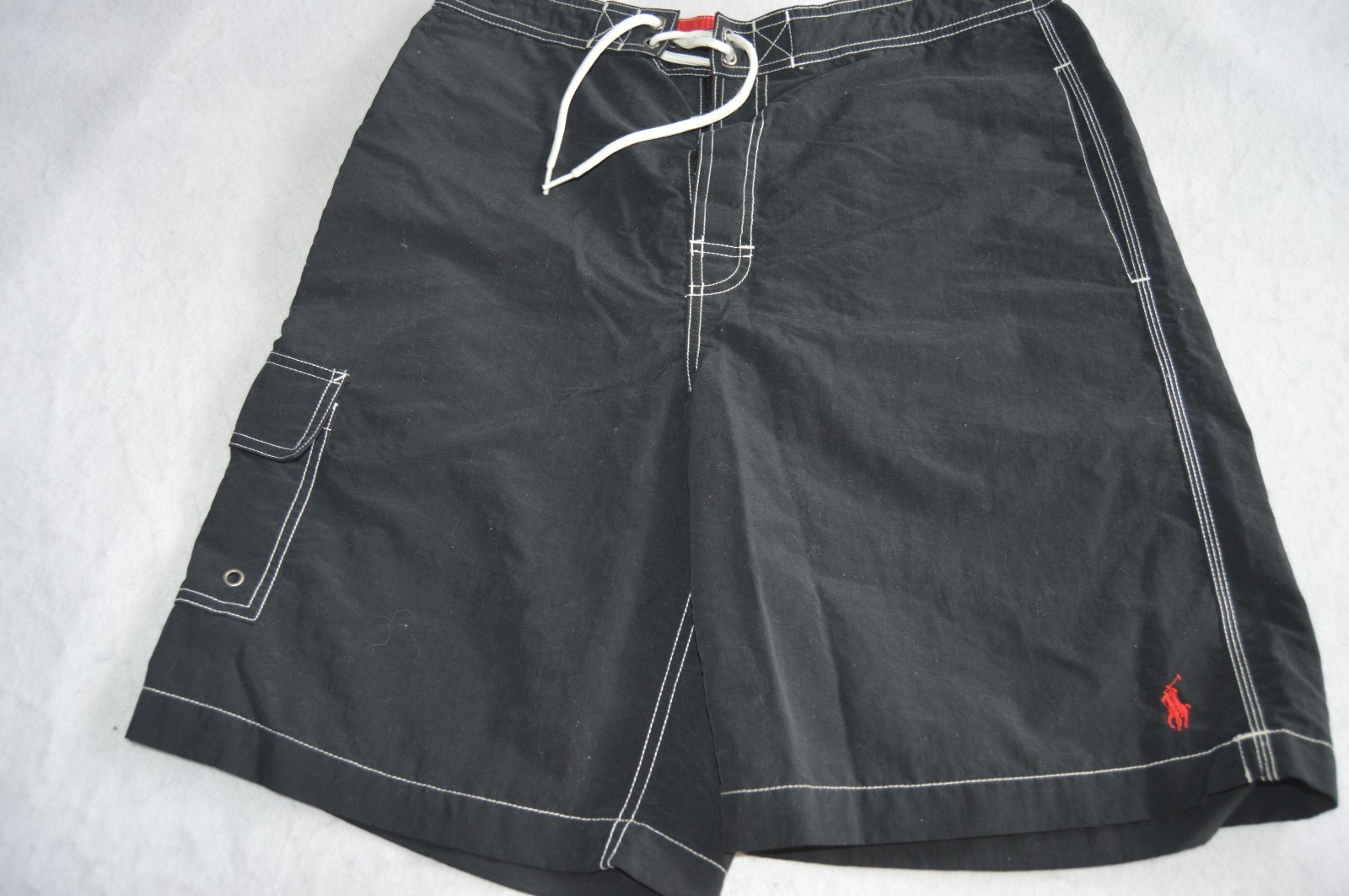 VTG Polo Ralph Lauren Swim Bottoms w/ Drawstring - Mens Medium M - Black