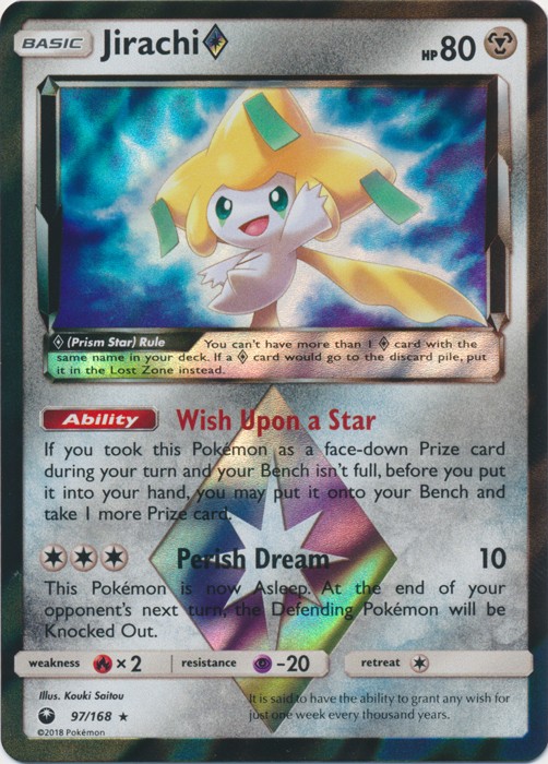 Lightly Played Jirachi Prism - 97/168 - Holo Rare Pokemon Celestial Storm