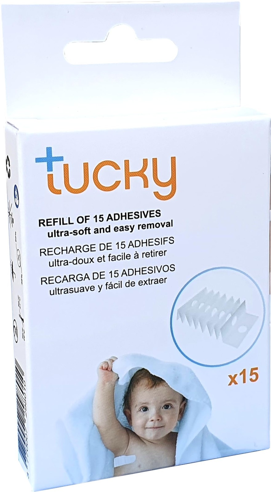 Adhésifs hypoallergéniques Tucky 15 recharges pour surveiller la fièvre de bébé