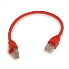1ft Cat5E Ethernet RJ45 Patch Cable  Stranded  Snagless Booted  RED