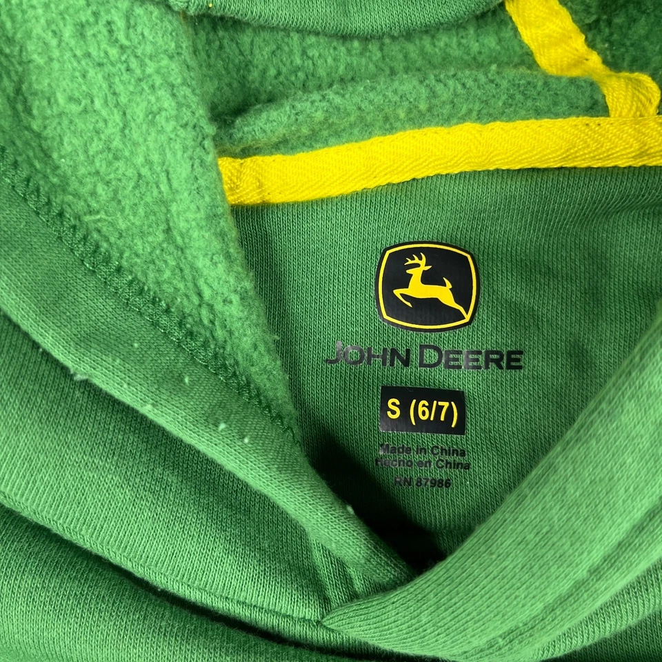 John Deere Hoodie Sweatshirt Youth Small Green Graphic Print Casual Pocket - Image 4 of 4
