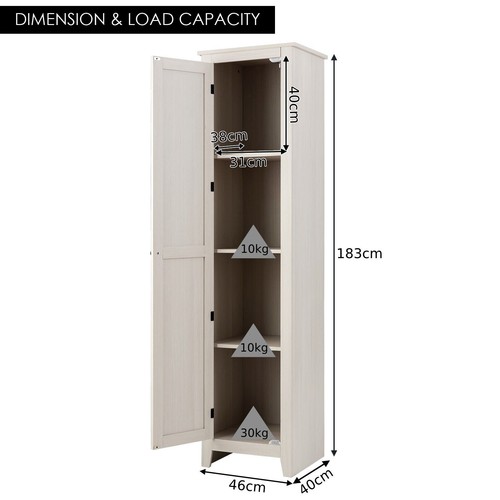 Wood Tall Storage Cabinet 4 Tires Display Organizer Freestanding Pantry Cupboard - Picture 2 of 15