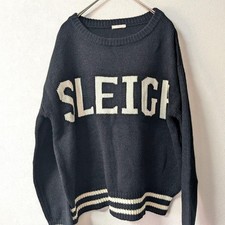 GU UNIQLO check logo knit sweater black size L used