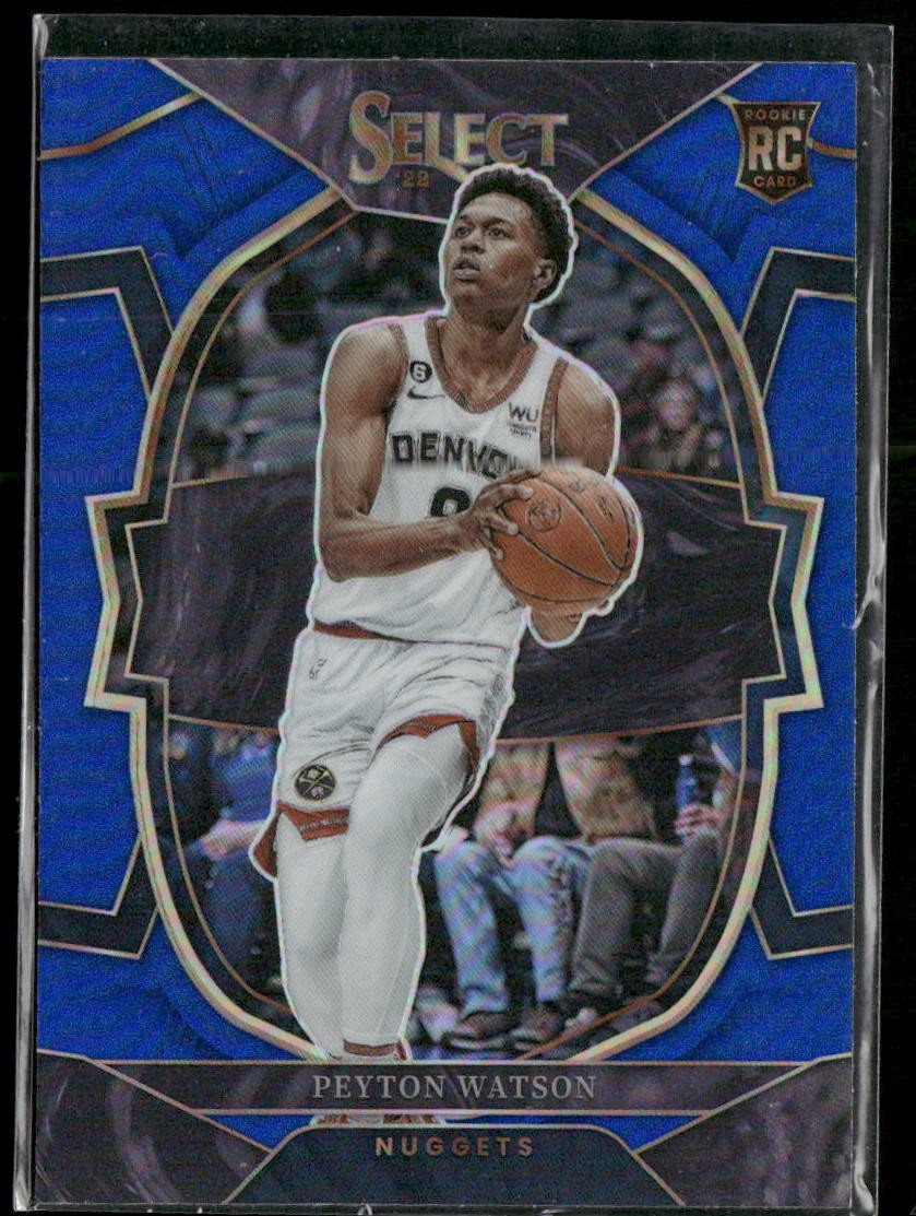 2022-23 Panini Select Peyton Watson RC Blue Prizms #74 Denver Nuggets
