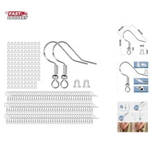 925 Sterling Silver Earring Hooks 120 PCS/60 Pairs, Ear Wires Fish Hooks, Hyp...