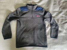 Vineyard Vines Saltwater 1/4 Zip Sweatshirt Boys Navy  Gray Pullover Size L 16