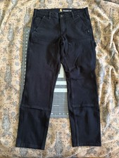 Carhartt Double Knee straight Fit Black Canvas Rugged Workwear Pants Womens 8