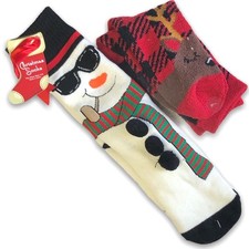 2 Pair of Christmas Holiday Winter Soft Socks Slippers NWT New