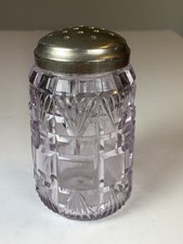 Antique EAPG Sugar Shaker Muffineer Ornate Victorian AMETHYST Hand Blown Glass