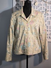 Oscar de la Renta Casual Jacket Ivory Color Print Flowers Button Down Size 16