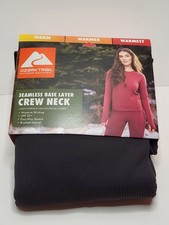 Seamless Base Layer Crew Neck Top Womens Thermal Ozark Trail Warmer Black Winter