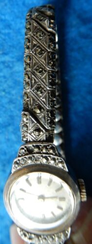Woman's antique silver marcasite cocktail watch - Picture 3 of 14