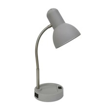 Mainstays LED Desk Lamp with Catch-All Base/AC Outlet, Gray