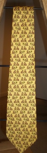 Salvatore Ferragamo Herren Seidenkrawatte gelb mit Eulen! 59x3,75 Made in Italy - Bild 5 von 12