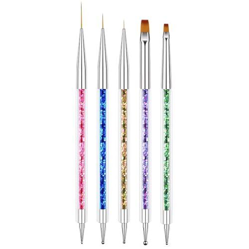 Nail Art Bürsten, 5 Stck. Doppelend Acryl Nagelbürste Nail Liner Flachbürsten - Bild 1 von 7
