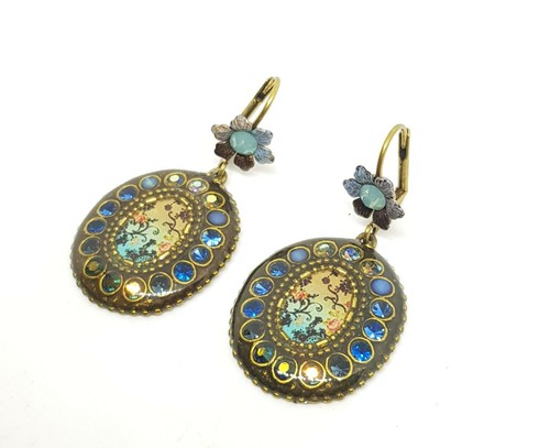 Ohrringe schöne Michal NEGRIN Kristalle Blumen Made in Israel #9491