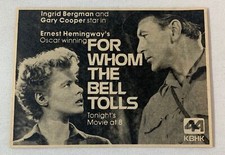 1979 KBHK tv ad ~ movie FOR WHOM THE BELL TOLLS Ingrid Bergman, Gary Cooper