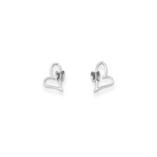 Madi K Kid's Earrings 14k White Gold Butterfly Post Heart Back Closure