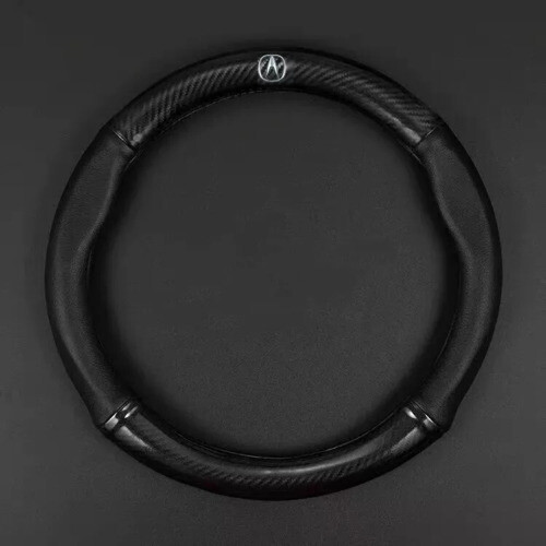 38cm/15in Genuine Leather Steering Wheel Cover for Acura in Black