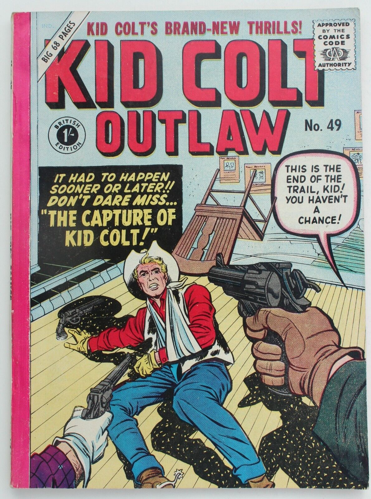 KID COLT OUTLAW 49 a vfn 1961 Silver Age 68 page UK Strato B&W comic KIRBY cover