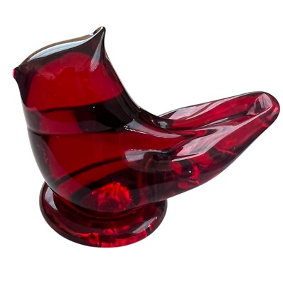 Vintage Cardinal Of Love Red Art Glass Bird Signed 2002 Ron Ray Large 4 Inch