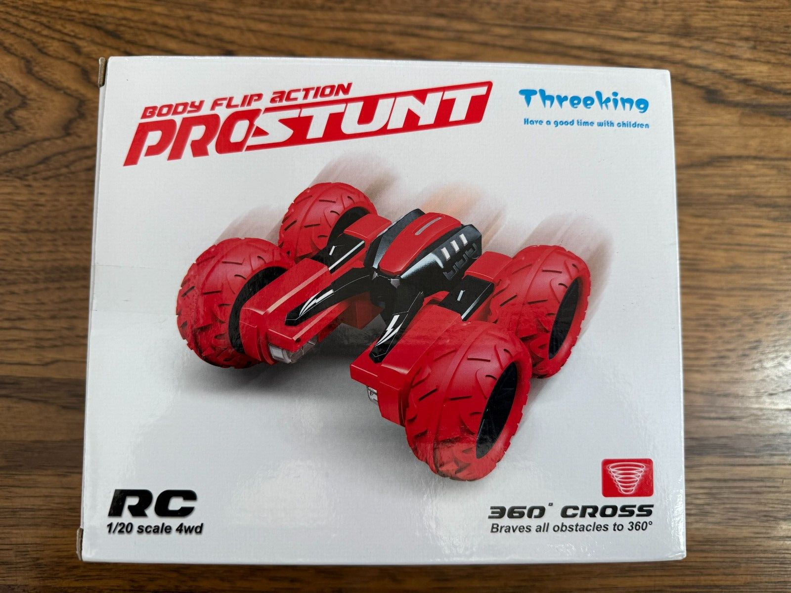 Threeking RC Stunt Car - Remote Control Car with Lights, Rotating Double-Sided