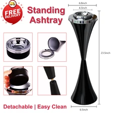 Floor Standing Ashtray with Lid 24 Inches, Easy Clean, For Outdoor or Indoor Use