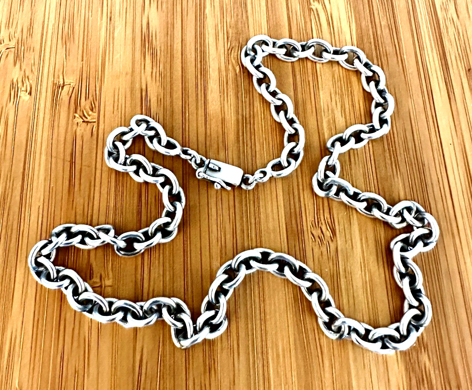 SOLID STERLING SILVER OVAL CABLE LINK 18" CHAIN W… - image 2