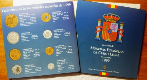 1999 SPAIN - OFFICIAL MINT BU SET (8) - 1 thru 500 PESETAS - ORIG. PKG - BEAUTY! - 第 11/13 張圖片