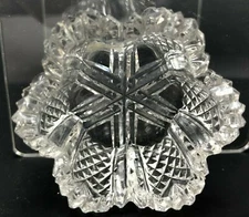 VTG Antique Sawtooth Etched Salt Cellar Dip Open Cut Crystal AMERICAN BRILLIANT