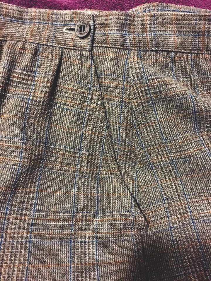 Vintage Women Oscar De La Renta Skirt Gray Plaid Wool Blend Knee Length Sz 15/16 Foto 4 de 4