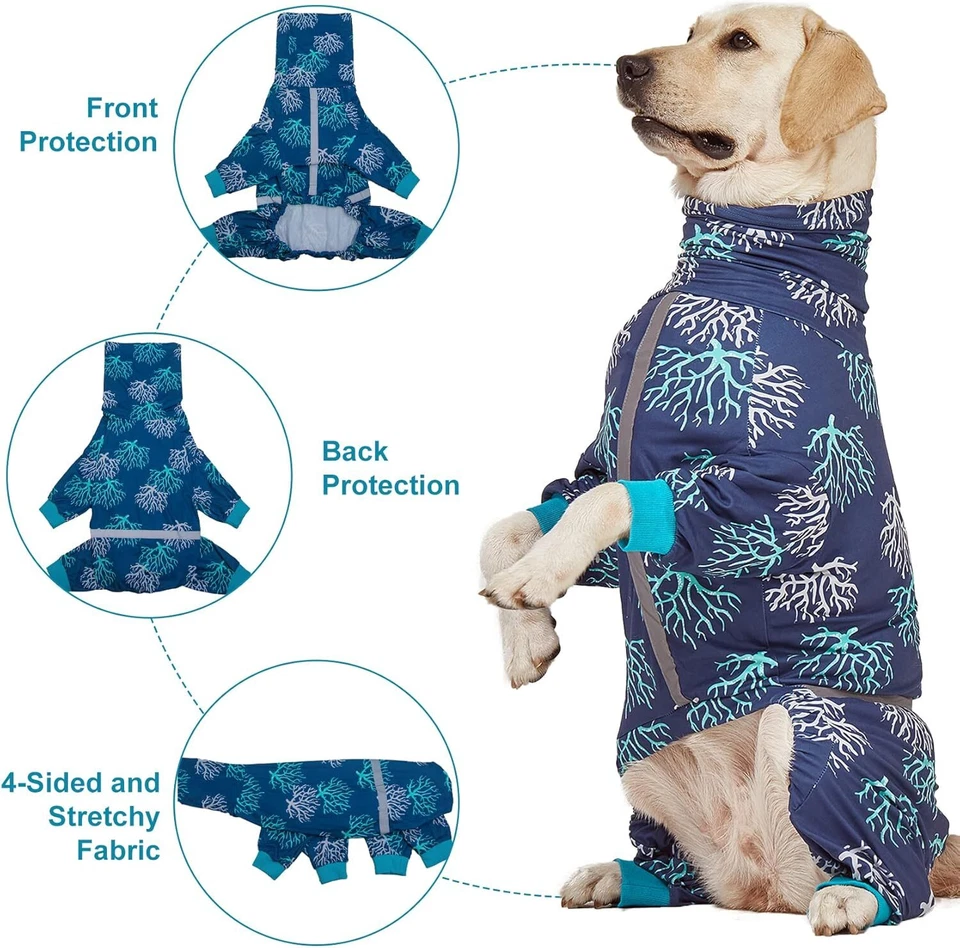 Pijama LovinPet Perro Doble Punto Manga Larga Anti-Lamer Todas las Temporadas para Perros Grandes Foto 3 de 4
