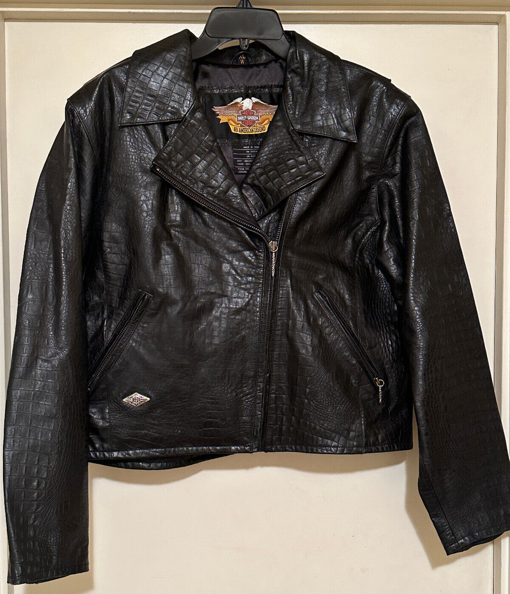 Harley Davidson Black Leather Riding Jacket CA 03402 Womens Size