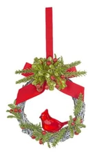 Kissing Krystals CARDINAL TWIG WREATH Mistletoe Christmas Ornament, by Ganz