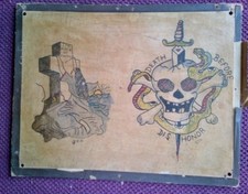 ROCK OF FAITH - RARE ORIGINAL CLASSIC 1940s BOWERY TATTOO FLASH SHEET