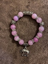 Multi Color Lucky Charm elephant/ small bell Stretch Bracelet.