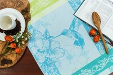 NEW Hummingbird Jacquard Kitchen Dish Tea Towel Turquoise Green 100% Cotton Cz