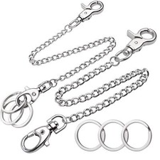 2 Pieces of Metal Wallet Keychain Pants Chain with Both Ends Lobster Clasps