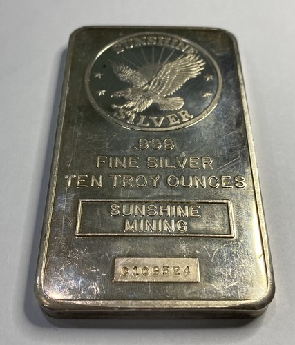 Pièce d'argent vintage Sunshine Mining 0,999 lingot aigle 10 oz #C109524 - Photo 7 sur 16