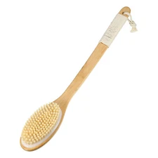 VOCOSTE Soft Dry Brushing Body Brush 18inch Curved Long Handle for Men Women