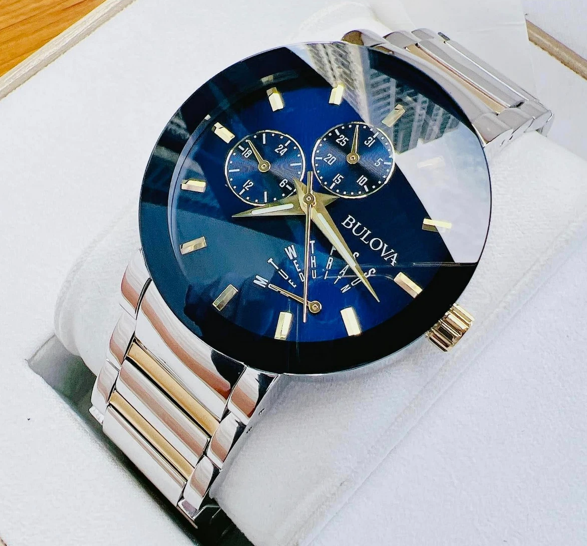 Bulova Modern Futuro Blue Dial Dual Tone Stainless Steel Men