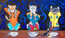 CAT Painting On Canvas . 